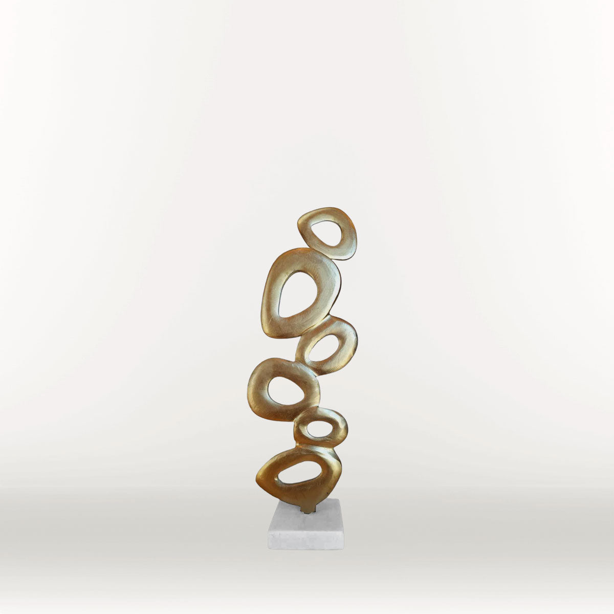Gold rings totem abstract shelf object by FP Art